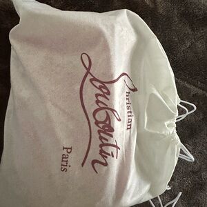 Christian Louboutin White Drawstring Dust Bag with Burgundy Logo